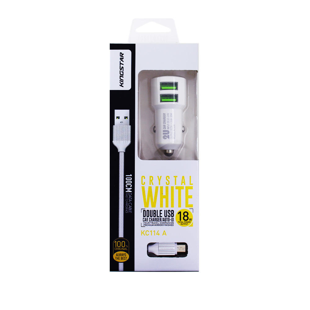 شارژر فندکی کینگ استار مدل KC114 A به همراه کابل تبدیل MicroUSB Car Charger KC114 A شارژر فندکی کینگ استار