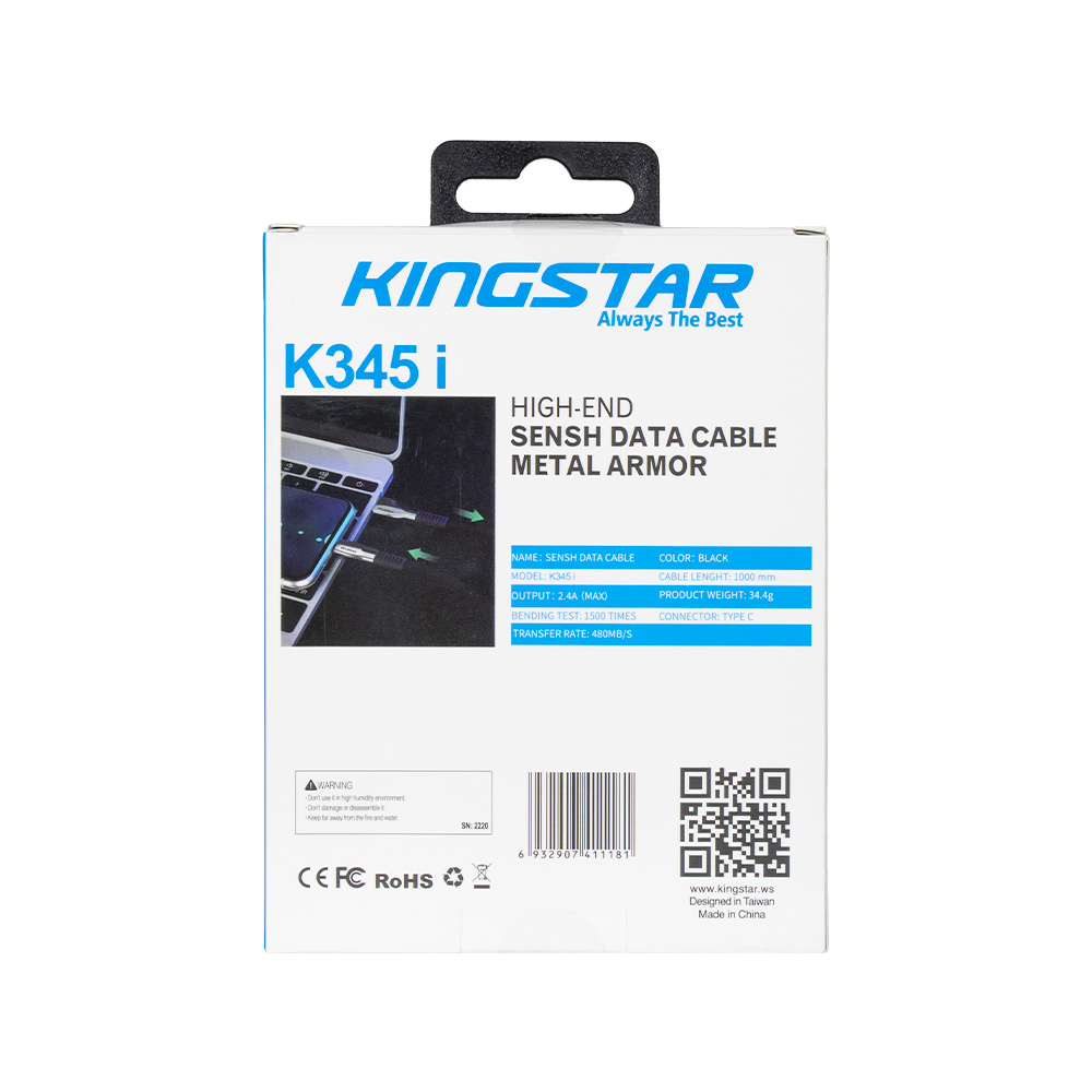 کابل تایپ سی کینگ استار مدل K345i کابل تایپ سی کینگ استار مدل K345i