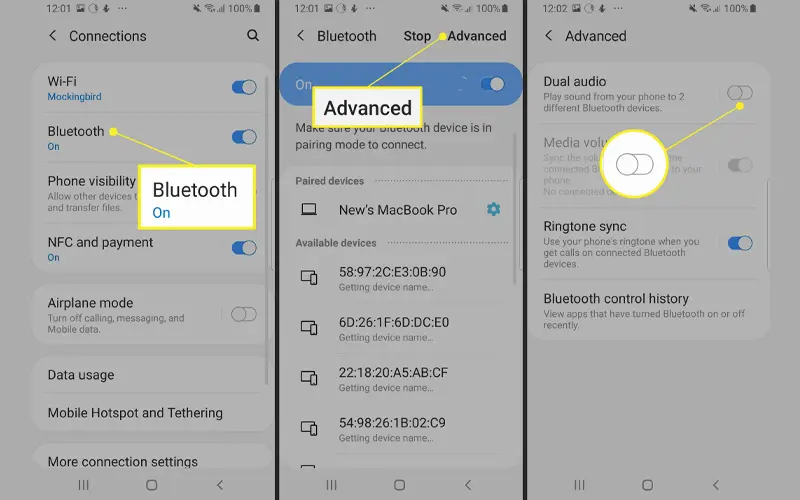 پخش همزمان از دو بلوتوث