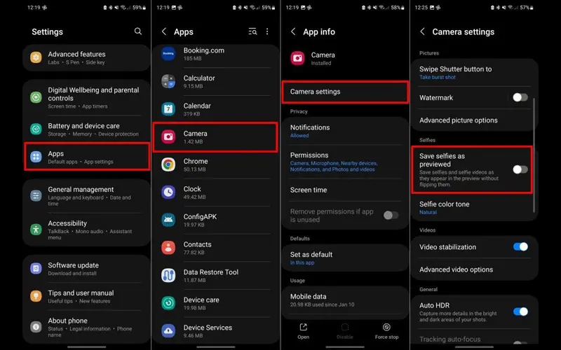 حالت آینه در گوشی سامسونگ